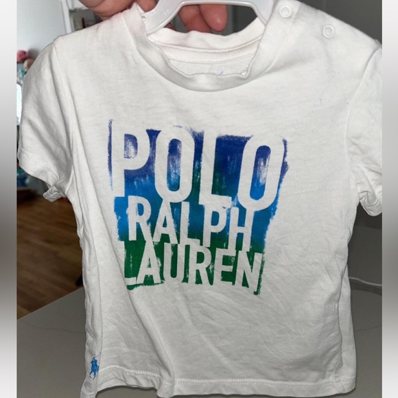 Ralph Lauren Kids White Tee with Blue and Green Graphic - Picture 1 of 2